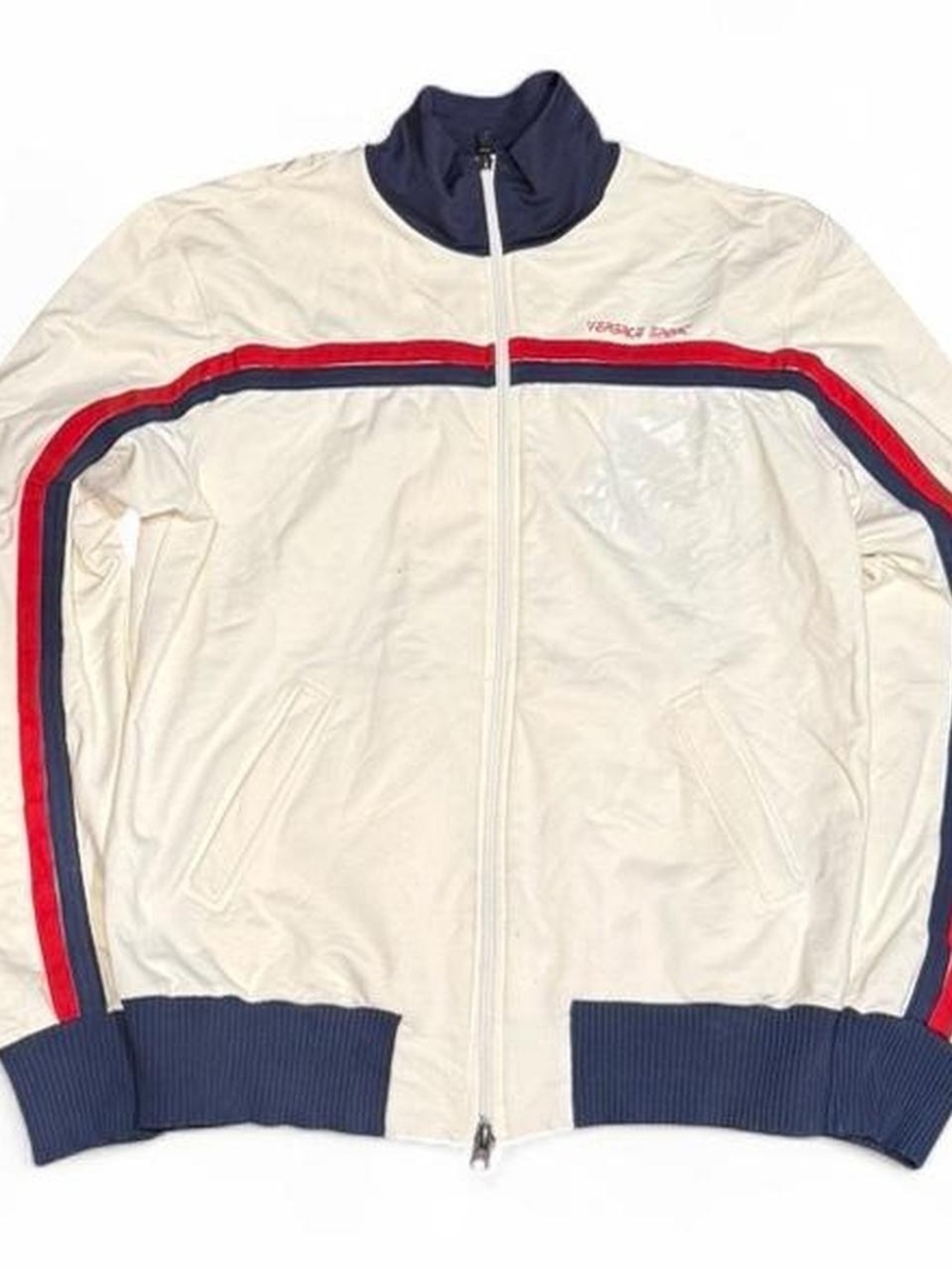Vintage Versace Sport Striped Graphic Track Sweater